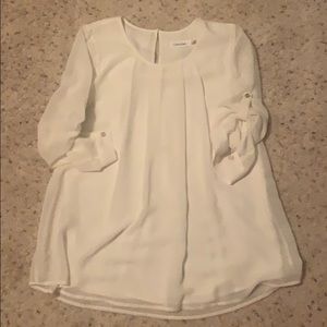 Calvin Klein White Pleated Blouse